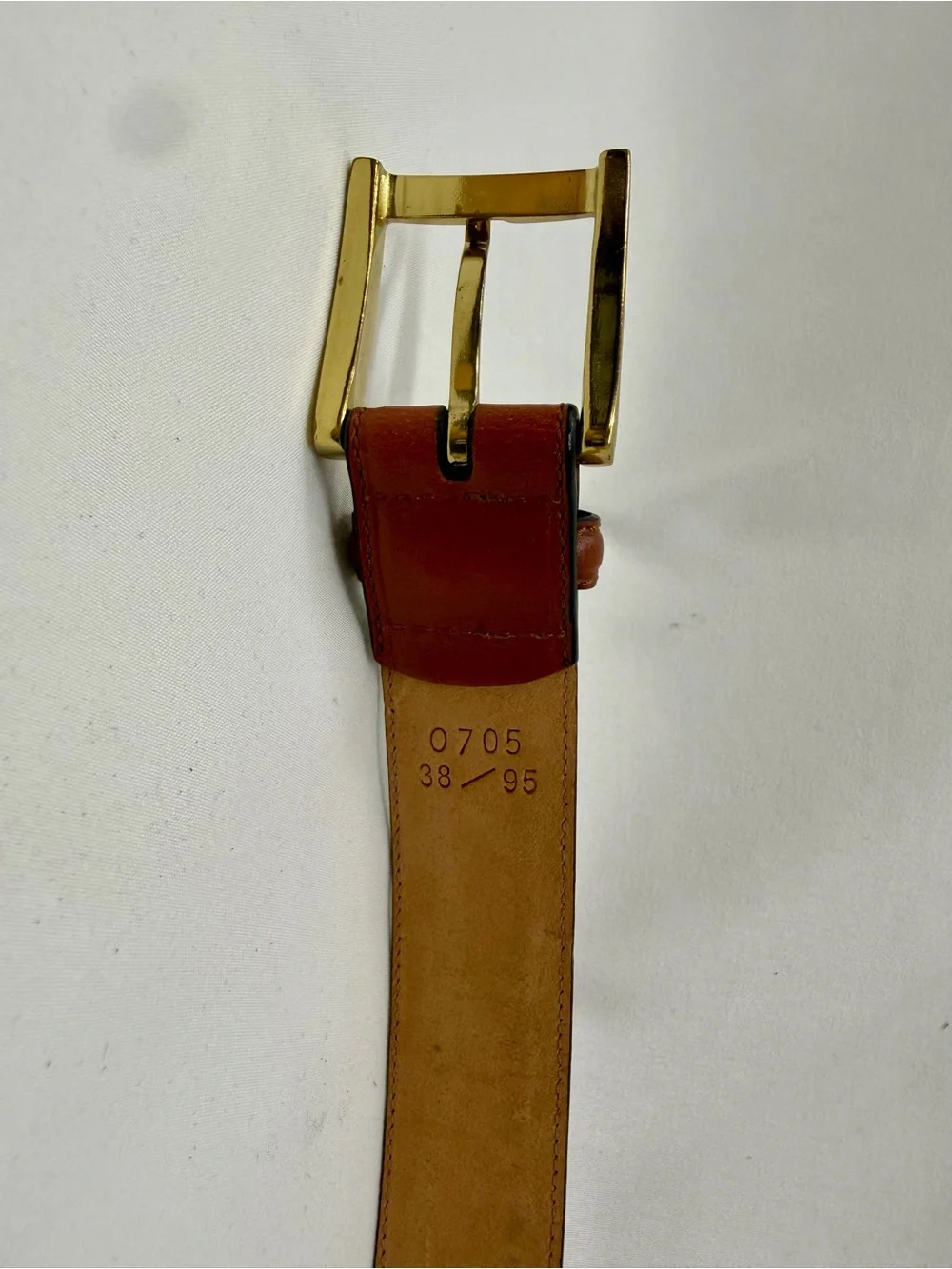 Tommy Hilfiger Brown Leather Belt Size 38/95 Gold Buckle